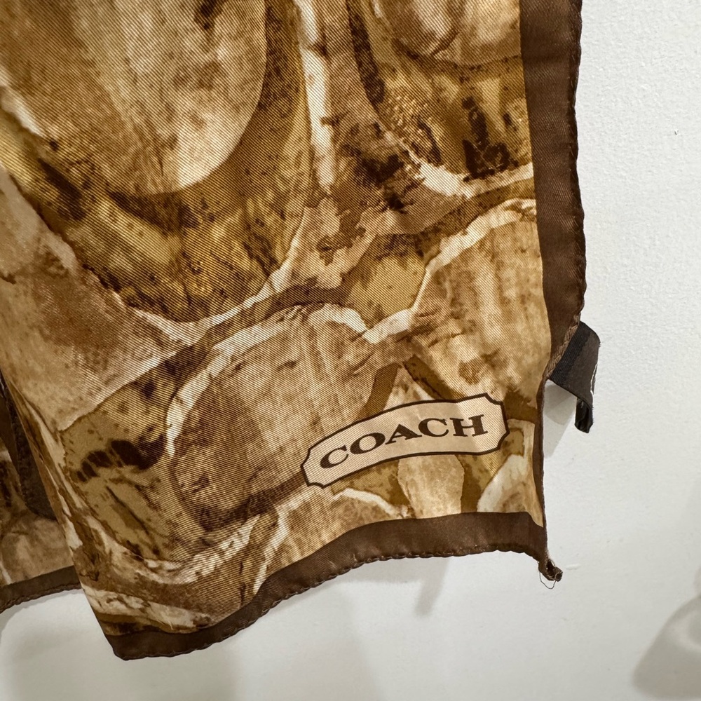 Coach Brown & Cream Logo Pattern Scarf - Picture 3 of 3